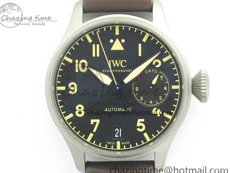 MIROTIME 0306 Big Pilot IW501004 Titanium ZF 1:1 Best Edition Black Dial On Brown Leather Strap A ZeroBulk 7212